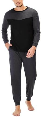 Marvmys Men's Pyjamas Sets Men's Lounge Pants Men's Loungewear Set With Adjustable Drawstrings And Pocket Breathable & Comfortable Pajamas For Man Nightwear Loungewear C-Black XL