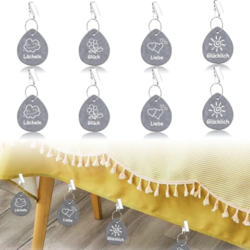noleli 8 Stück Tischdeckenbeschwerer Set， mit Clips Tischdecke Gewichte Naturstein Tischdecken Beschwerer Draußen mit Stahlklammern für Familie Party Camping Hochzeit Garten Picknick