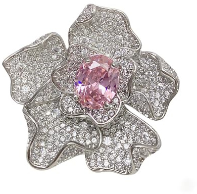 IMINI Fleur de Luxe Déclaration Anneau Ouvert Zircons Cubiens Grand Floral Bandes pour Doigts Réglables Mariage Promesse Bagues pour Bijoux Délicats Cadeaux pour Femmes Filles Mariée, 8, Métal, Zircon