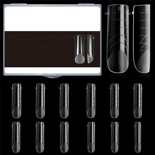 VYZUTR 120 PCS Unghie Finte Nail System Form Dual Form Quadrate Stampo per Unghie Copertura Completa Tips Unghie Acrygel Trasparente, con Scala Graduata