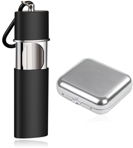 QOWUXHZ 2 Stück Taschenaschenbecher Mini Aschenbecher Für Unterwegs Taschenaschenbecher Für Unterwegs Geruchsdicht Aschenbecher Draußen Für Camping Rauchen Im Innen-Oder Schwarz Und Silber