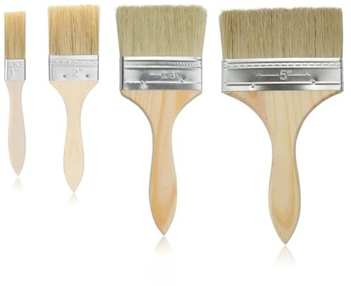 WUMZIRA Malerpinsel, 4 Stück Lasurpinsel, Flachpinsel mit Holzstiel, Lackierpinsel Flächenstreicher - Pinselset für Lacke Lasuren Öle Wand-Farben(21mm/45mm/92mm/110mm)