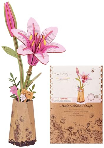 ROBOTIME Blommor 3D-pussel trä modellkit för vuxna att bygga, konstgjorda blommor för dekoration, heminredning tillbehör vardagsrum, gåvor för kvinnor, TW071