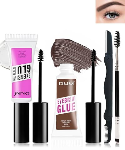 Augenbrauen Gel Set-2pcs Transparent & Mittel Braun Augenbrauengel, Natürlich Wischfest augenbrauenfarbe, 16 Stunden Lang Anhaltendes Wasserfest, Styling Makeup Eyebrow Gel Mit 2 Augenbrauen Tools-1+3