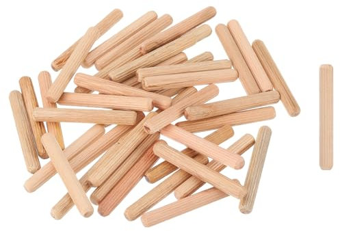 sourcing map Lot de 120 chevilles cannelées en bois de 0,6 cm x 6,5 cm – Tiges en bois rainurées pour le travail du bois – Goupilles en bois cannelées pour travaux manuels, projets de bricolage