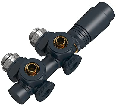 EMKE Kit Multiblock per Radiatori, Valvola ad Angolo e in Linea Retta, Connessione Centrale, Valvola del Radiatore con Termostato, Nero opaco