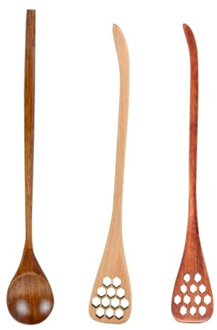 Cucchiai per mescolare - Cucchiai per mescolare con design a d'ape da 3 pezzi | Cucchiai agitatori per miele in legno | Cucchiaio per miele con bastoncino per miscelare con manico lungo