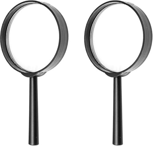 2 Stück Lupe,6cm Linse Lupe Kinder,Schwarz Griffe Kinderlupe,Kunststoff Rahmen Lupe für Kinder,Tragbar Kompakt Handlupe,5X Lupen Kinder, für Detektiv Spion Geheimagent im Kindergeburtstag Party