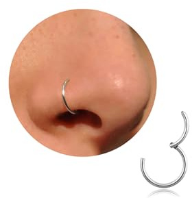DAI JY Piercing da naso in titanio fine dorato e argentato per uomo e donna 20/18/16 g, setto, tragus, conch, orecchini, piercing per labbra, piercing da naso, anelli per piercing 6/7/8/9/10 mm, 9mm