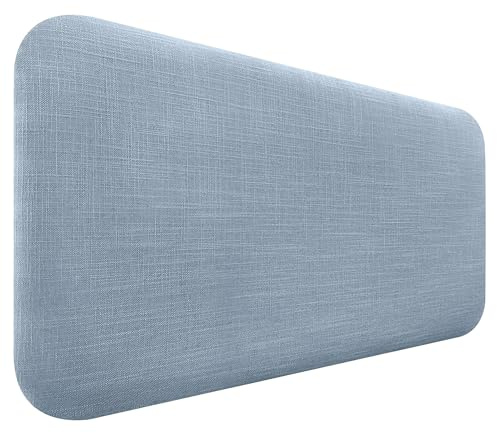 DHOME Testiera Imbottita Liscia Arrotondata in Lino Naturale per Parete Acustica Testate Letto Pannello Fonoassorbente Camera da Letto (Blu, 90cm)