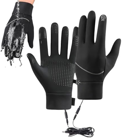 Guantes Recargables con Calefacción, Guantes Calefactables para Hombre, Calentadores Térmicos Y Resistentes Al Viento, para Climas Fríos, Ciclismo, Caza, Correr, Cocina, Invierno, Exteriores
