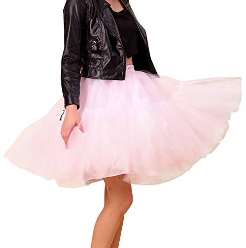 Tyllkjol dam tutu kjol Dirndl 50-tals karneval party rockabilly balet minikjol elastisk underkjol dansklänning kostym aftonklänning eleganta balettkläder bubbla danskjol, ROSA, one size