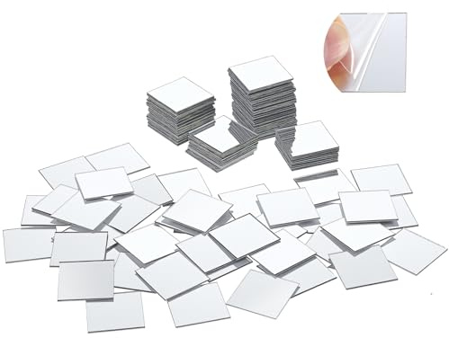 200PCS 25mm Small Square Mirror Tiles Self Adhesive Mini Acrylic Mirror Stickers Craft Mosaic Mirrors Pieces for Home Wall Table Decor Crafts DIY Projects
