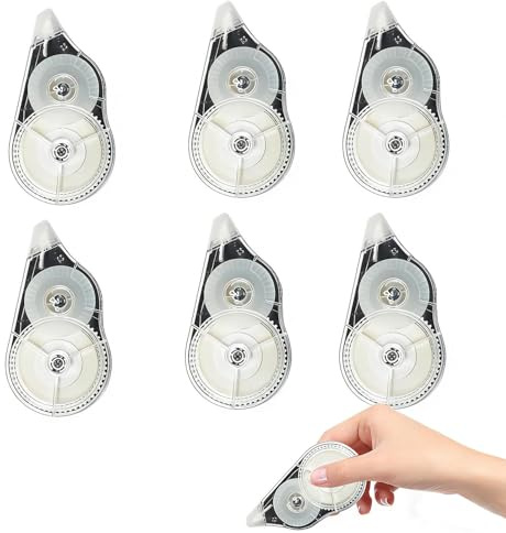 ZESHGON 6 Pcs Correction Tape, 30m x 5mm Large Capacity Correction Tapes Roller, White Out CorrectionTape Roller, Pocket White Mouse for Student Office Home School Use