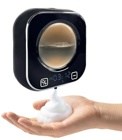Dispenser Sapone Automatico, 320 ML Dispenser Sapone Bagno Con Sensore USB Ricaricabile 5 Livelli Regolabili Dispenser Sapone Cucina Elettrico Parete Schiuma per Bagno, Cucina, Ufficio