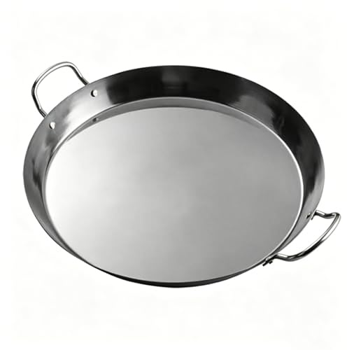 Kommersiell paellapanna i stål – 36 cm lar, obelagd non-stick låt med nitade handtag perfekt för hem- och reurant matlagning perfekt för omeletter och paella.