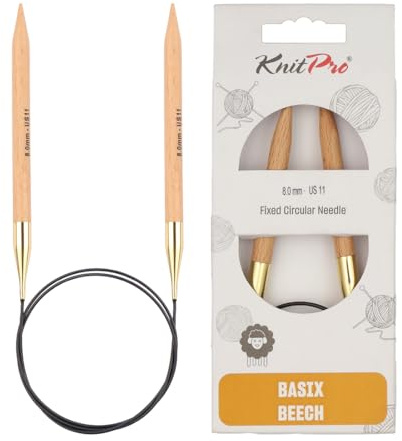 KnitPro Basix Beech Fixed Circular Needles 40 (100cm) | 8.00mm