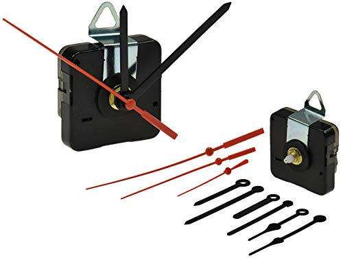 ChiliTec Uhrwerk mit Zeiger Ersatz-Uhrwerk mit 3 Zeigersätzen Quarz-Uhrwerk Kunststoff Uhrzeiger I Uhrenbau Set mit Aufhänger