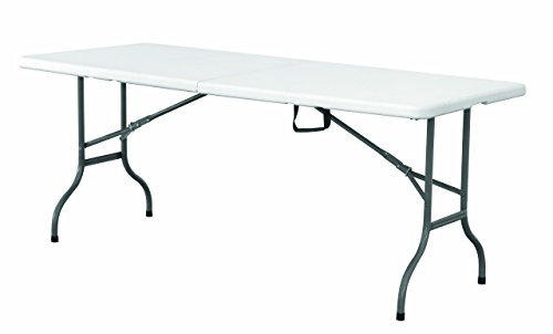 EazyGoods 6 Foot Folding Plastic Trestle Table, White, 182 x 75 x 73 cm