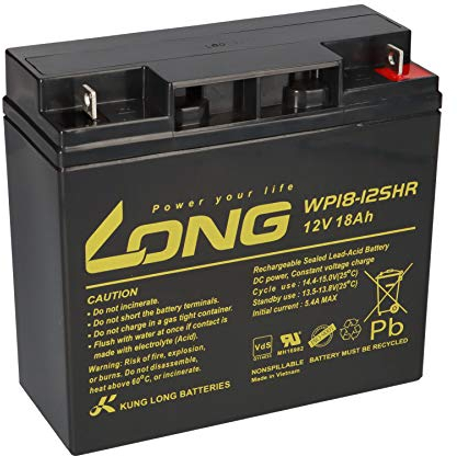 Kung Long WP18-12SHR Akku PB Blei 12 Volt mit 18Ah, mit M5 Flachpol Schraubanschluss, 181 x 76 x 167mm