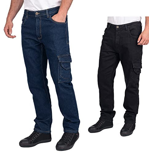 Lee Cooper LCPNT239 Vêtements de travail pour hommes Sécurité Jean de charpentier extensible Pantalon de travail, Bleu Clair, 42W / 31L