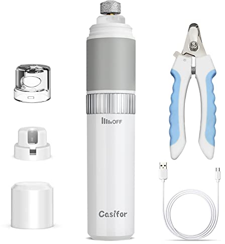 Casifor Krallenschleifer für Hunde, Krallenschere 40 dB super-leise für kleine, mittelgroße Hunde und Katzen Vögel (Ohne LED-Licht)