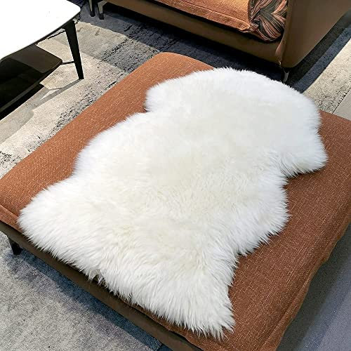 MZHTDPYM Genuine New Zealand Sheepskin Rug Locker Rug Motorcycle Seat Cover Sheep, Sheepskin for Bed Sores Medical, Soft and Fluffy Rugs in Bedroom, Living Room, Nursery (White)