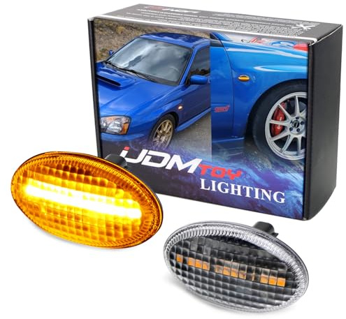 iJDMTOY Clear Lens w/Black Housing 15-SMD Amber LED Front Fender Side Marker Light Assembly Compatible With JDM Version Subaru 2000-2007 Impreza WRX STI, 2000-03 Forester, etc