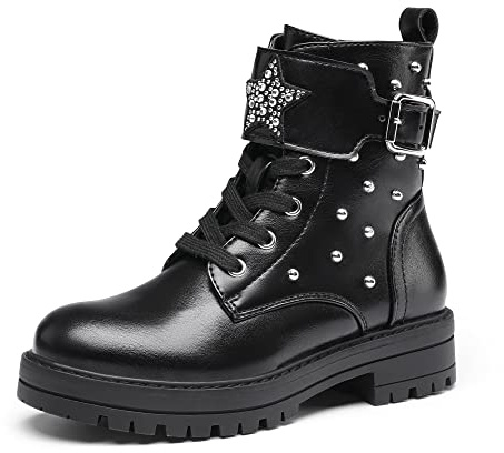DREAM PAIRS KIDS Botas Niña Invierno Forro CáLido Cómodas Niña Botines Niña Botas de Nieve,Size 32,Negro/Pu,SDBO2231K-E
