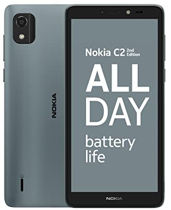 Nokia C2 2nd Edition 5.7” Smartphone with all-day battery life, 5MP & 2MP cameras, Android 11 (Go edition), MicroSD card slot supports up to 256GB, 2 years quarterly security updates, Dual SIM - Blue