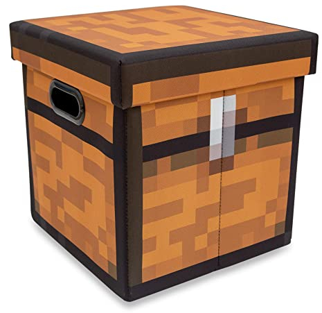 Minecraft Brown Chest Fabric Storage Bin Cube Organizer with Lid | 13 Inches