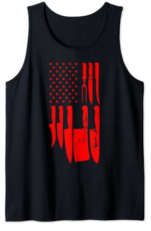 Ensemble de couteaux de boucher 4 juillet USA flesher volaille propriétaire Débardeur