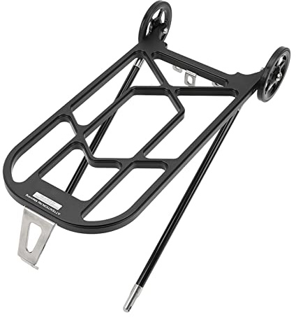 Folding Bike Rear Carrier, hohe Festigkeit Aluminiumlegierung Folding Bike Gepäckträger mit Rädern für (schwarz)