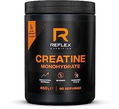 Reflex Nutrition Creatine Monohydrate Powder Unflavoured - Performance Enhancing 100% Creatine for Muscle Gains & Recovery - No Fillers or Additives - 450g (Vegan Creatine 5g per Serving, 90 Servings)