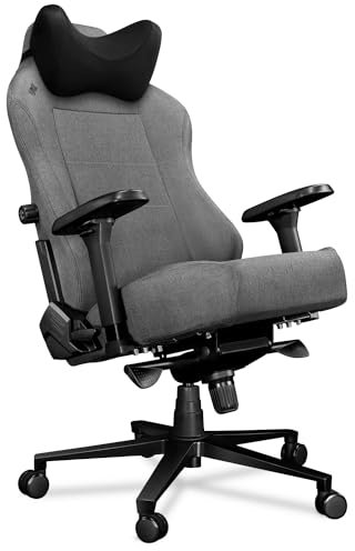 YUMISU 2054 Bürostuhl Gaming Stuhl - Gamingstuhl mit Memory Foam Kissen in Velours - Gamer Stuhl Stoff Hellgrau/Schwarz mit 4D-Armlehnen - Gaming Sessel mit Leisen Gummiräder - Computerstuhl bis 150kg