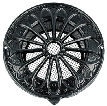 MS Beschläge Nostalgie Lüftungsgitter Zu- Abluftgitter Antik Optik Belüftungsgitter Abtropflasche Insektenschutzgitter Altbaugitter Anschlussstutzen Außenwandgitter (Schwarz, Anschlussgröße 125mm)