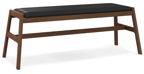 COSTWAY 126cm Upholstered Bench, PU Leather Dining Bench Seat with Padded Seat and Rubber Wood Legs, Rectangle Ottoman Bench for Bedroom Living Room Hallway (1)
