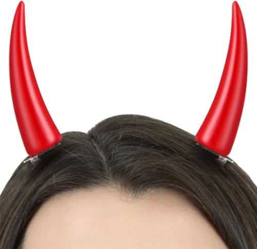yeeplant Anime Power Cosplay Devil Horns, hårklämmor med röda horn och cosplay och halloweenrekvisita, Röd, en storlek