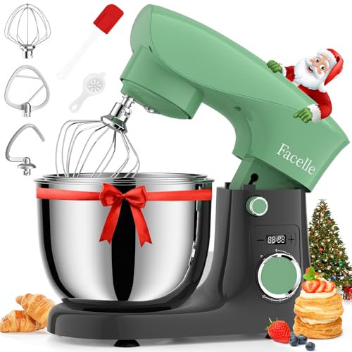 Impastatrice Planetaria Offerta 1500W, Facelle 5,5L & 4,5L Robot da Cucina Multifunzione, 10+P Impastatrice a Spirale Professionale con Gancio per Impastare, Frusta Piatta, Frusta, Bassa Rumorosità