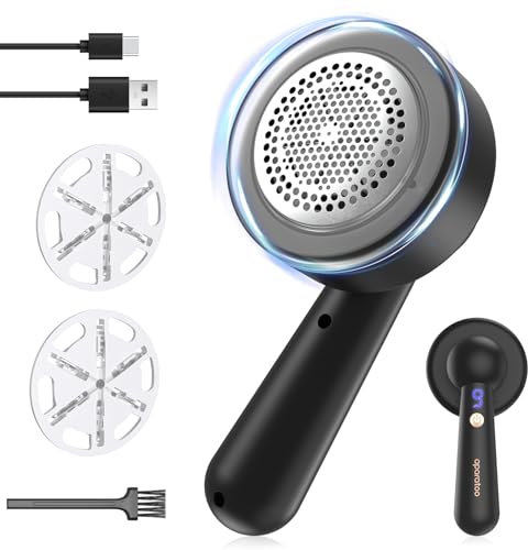 Rasoir Anti Bouloche, Rasoir Bouloche USB Rechargeable, Rasoir Textile Anti-Bouloches électrique avec 3 Lames Rechange et Brosse Nettoyage pour Vêtement, Couverture, Coussin, Pulls, Meubles, Tapis