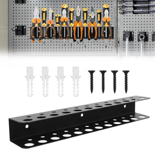 BigKing Wall Tool Storage, 32 cm Wall Shelf Tool Holder, Hand Tool Hammer Pliers Storage Holder for Screwdrivers, Wrench, Hammer, Hand Tool (23 Holes, Composite Storage)