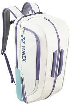 YONEX BA02312EX Expert Badminton/Tennis/Squash Leather Bag Backpack, 3 Racket Capacity, with Shoe Compartment.