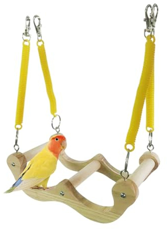 Altalena Per Uccelli,Posatoio In Legno Per Uccelli - Giocattolo Con Molla Per La Cura Degli Artigli Per Cocorite Conuro Canarino