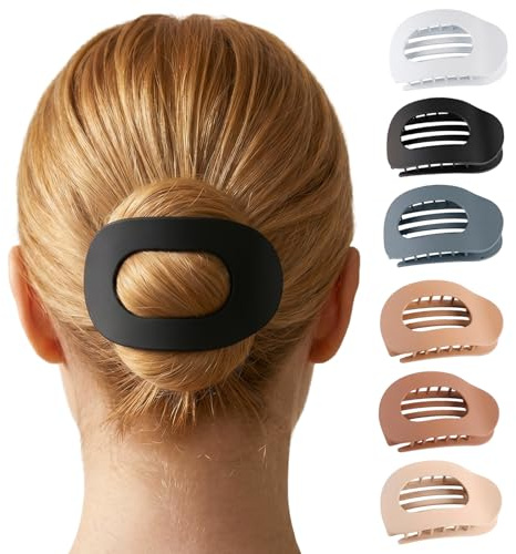 Mollette Capelli Donna Piatti – Set da 6 Mollettoni Grandi a Tenuta Forte per Ciocche Sottili o Spesse, Ideali per Chignon & Raccolti, Accessori Capelli con Finitura Opaca Neutra – Neutral Set