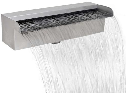 Generico Fontana a Cascata per Giardino Rettangolare Acciaio Inox 30 cm,Fontane e cascate Ornamentali