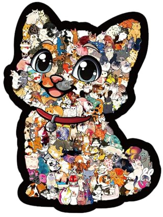 Puzzle colorato a forma di gatto, sviluppo delle abilità logiche, 23,7×21,8 cm, puzzle in legno, giocattolo educativo, attività terapeutica, vacanze di Pasqua, feste invernali, attività scolastiche in
