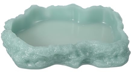 QUARKZMAN Ciotola Per Cibo Per Rettili, Ciotola Per Alimentazione Rettili Angolare Per Acqua Resina Roccia Per Vermi (21.5 Cm, Verde Scuro Fluorescente), Progettata Per.