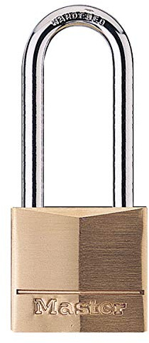 Master Lock 140EURDLH Lucchetto con Chiavi in Ottone e Archetto Longo, Oro, 8.9 x 4 x 1.3 cm