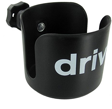 Drive Medical Universal Clamp-On Cup Holder For Walker, Rollator, & Wheelchair, 3.5 x 4 Inch, Black