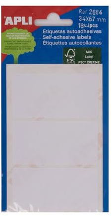 Apli 24 x 67 mm minietikett – vit (paket med 18)